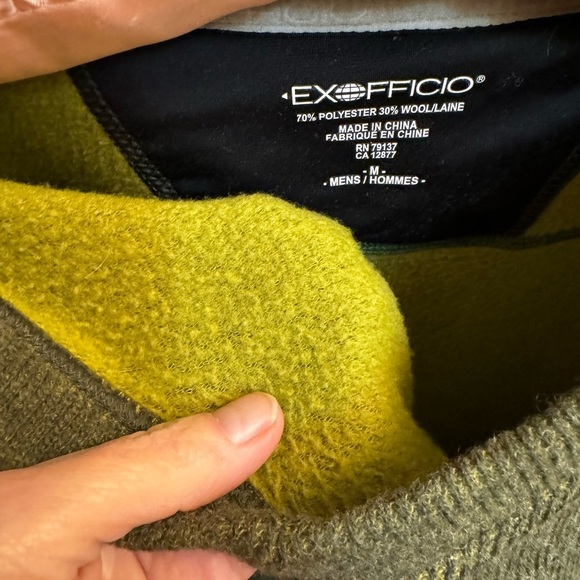 WOOL EXOFICCIO WOOL Donegal V Neck Men’s Sweater Green Size Medium Soft EUC - Picture 9 of 11